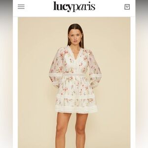 LUCY PARIS Josephina Mini Dress - Ivory Floral